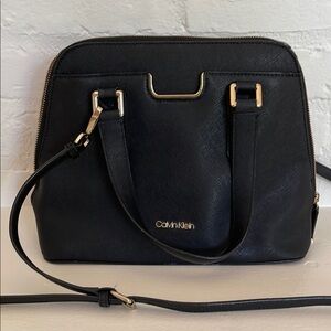 Calvin Klein Black Crossbody Bag or Hand Bag with Gold Accents